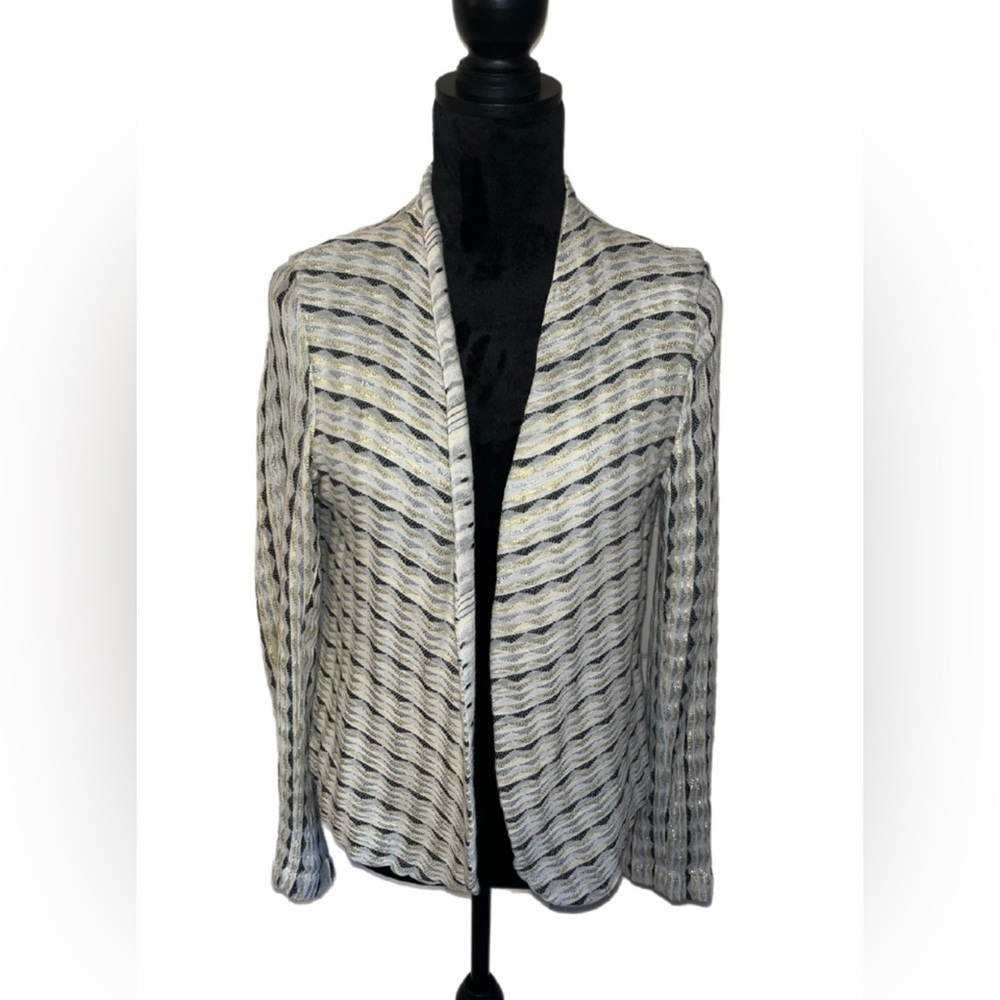 Ace & Jig Metallic Striped Open-Front Organic Cotton Jacket- Small